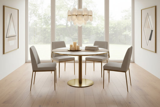 Homzora round bistro table, 120 cm, translucent marble top