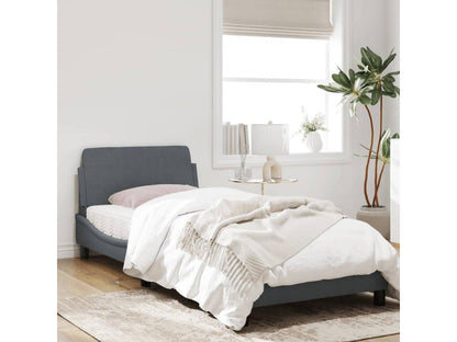 Bed frame with headboard, dark grey, 90x200 cm, velvet
