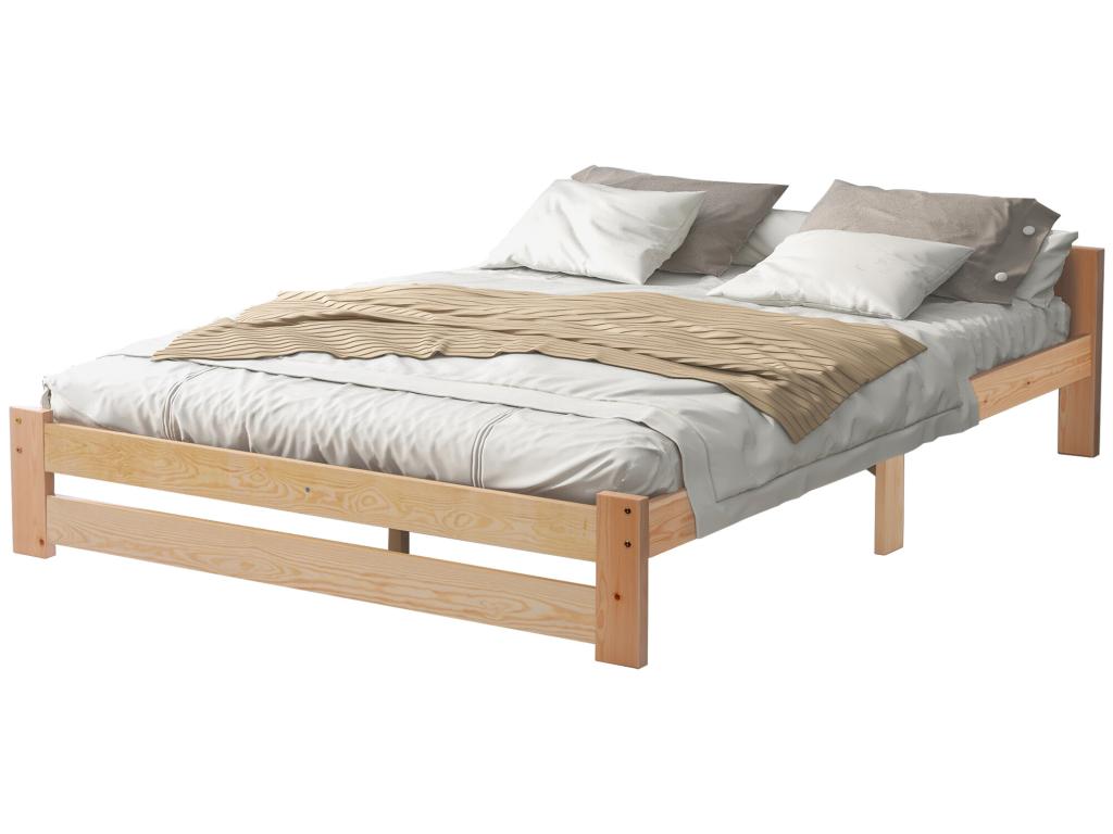 Bed with headboard - 140x200 cm - solid wood - Doucezen slatted base - natural color