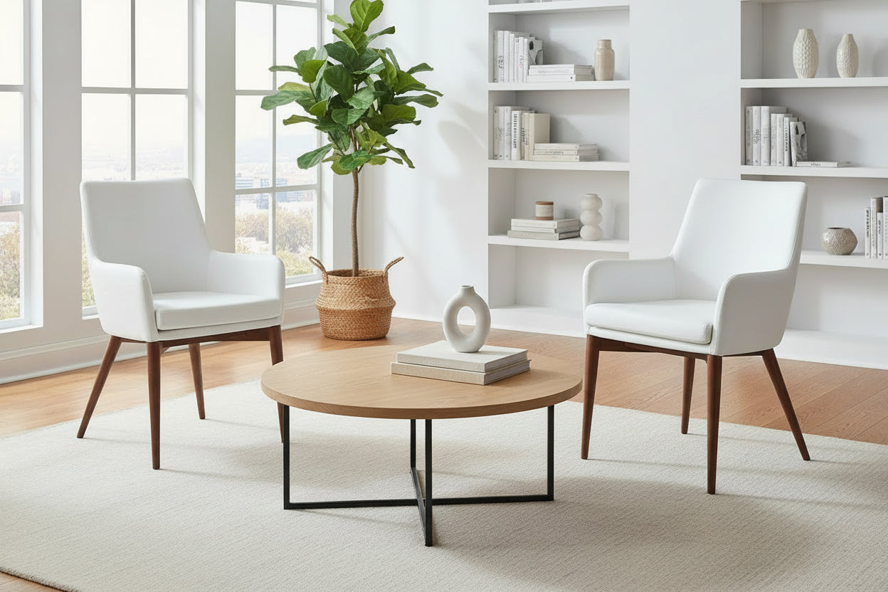 Homzora Ash Wood and White Fabric Chair - Set of 2 - Homzora 02 Cream