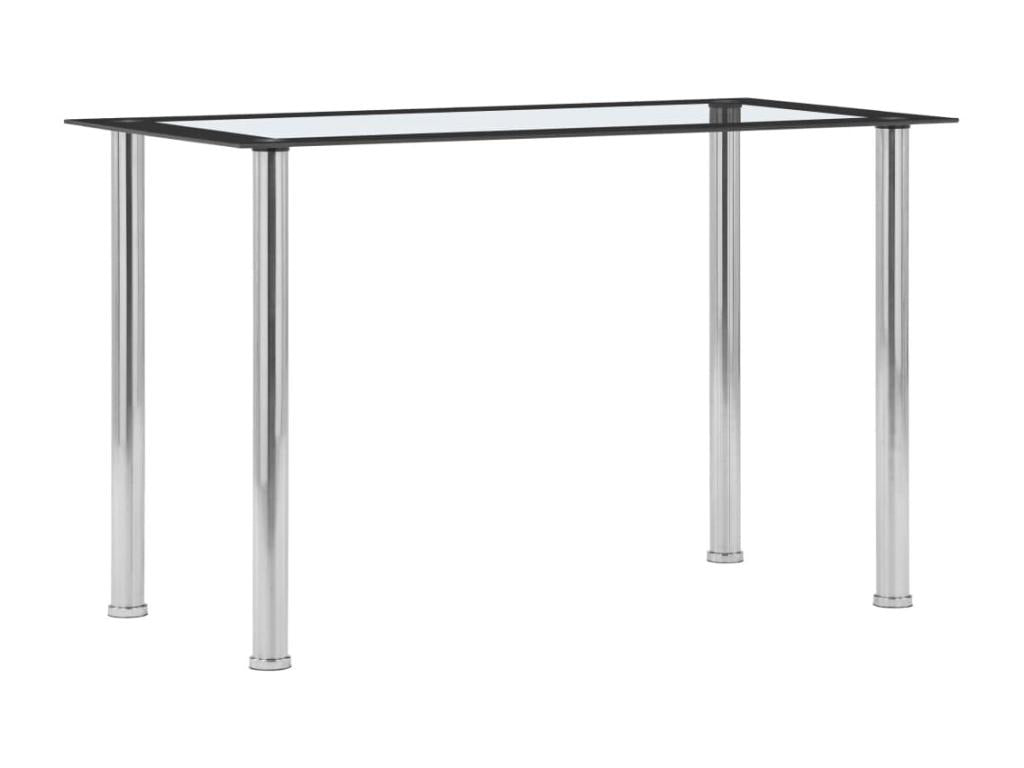 Black and transparent dining table, 120x60x75 cm, tempered glass