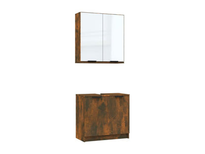 2-piece bathroom cabinet set in smoked oak