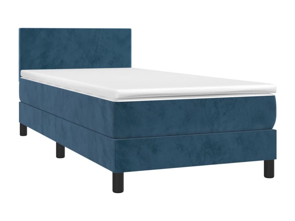 Homzora bed base with mattress and LED, dark blue, 90x200cm