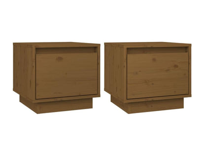 2-piece bedside tables, honey brown, 35x34x32 cm, solid pine wood