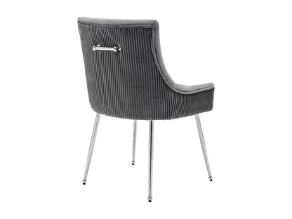 Set of 6 velvet upholstered chairs with veneered legs - Grey/Silver