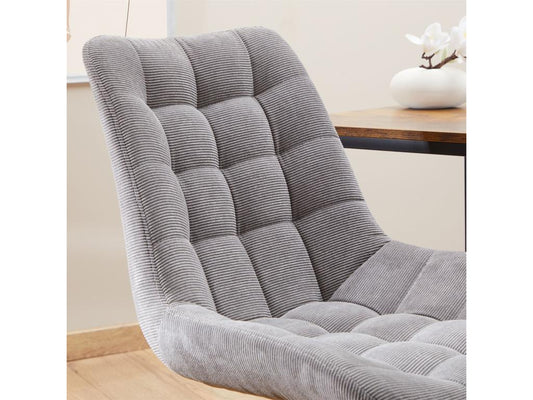 Homzora office chair, grey corduroy armchair with black lacquered metal base