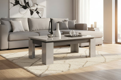 Homzora - 4-Legged Coffee Table, Grey Stone Effect