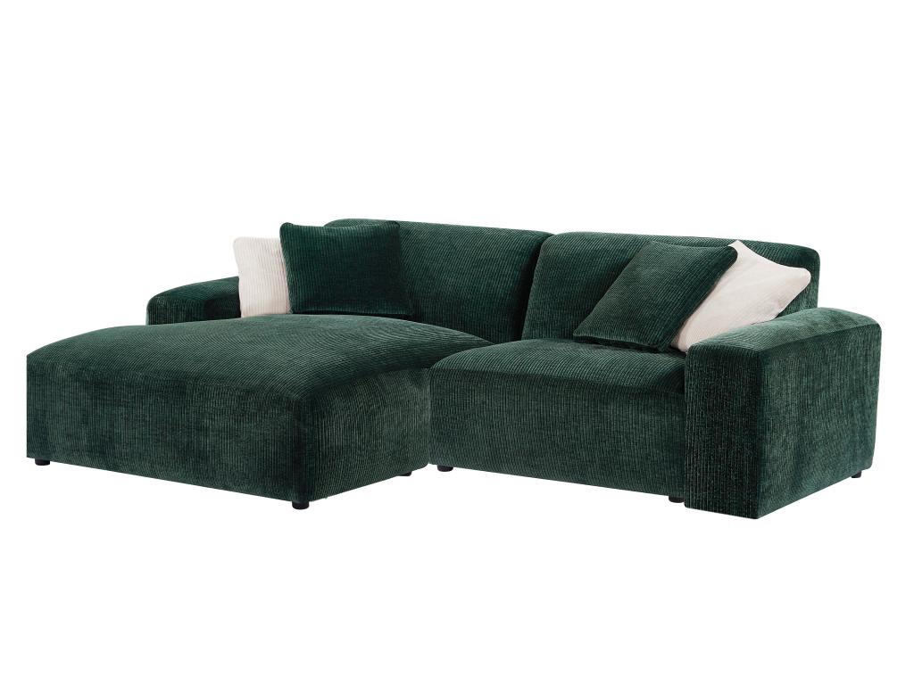 Homzora Tirono left-hand corner sofa in fir green corduroy