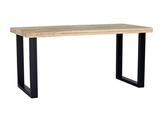 Rectangular dining table with natural mango wood top and legs, 160x80x76