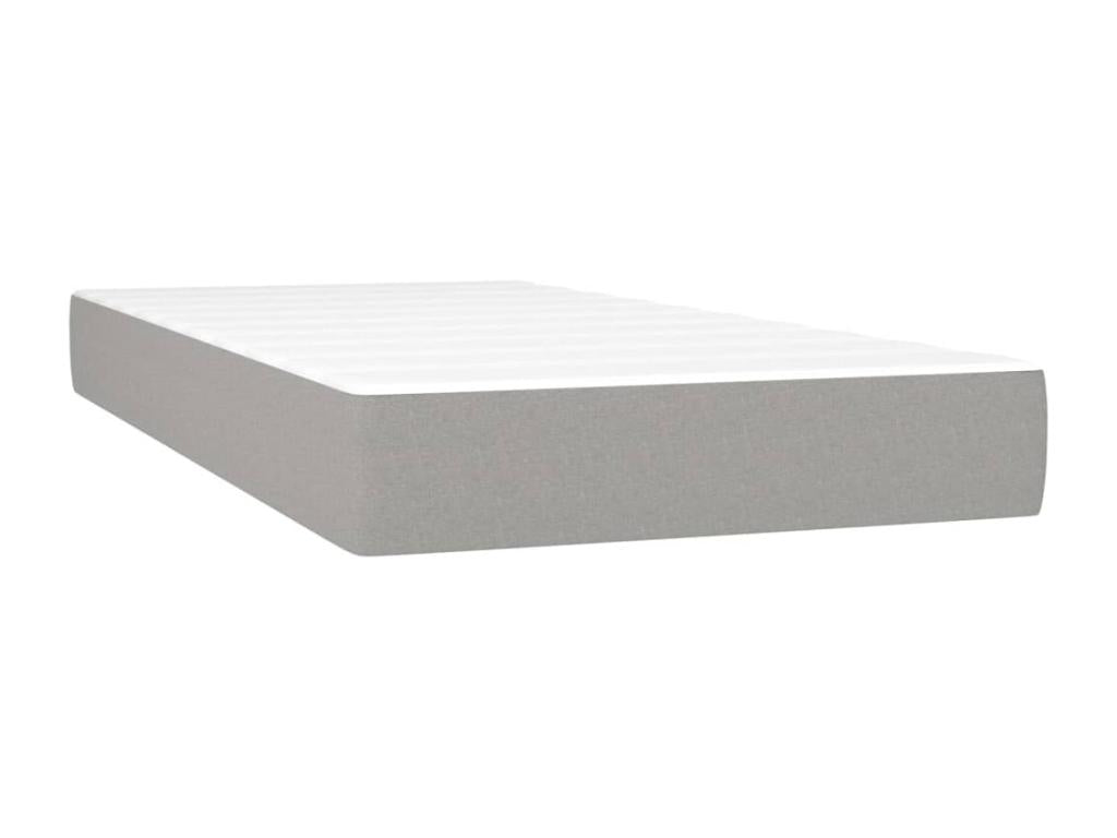 Upholstered bed base with mattress, light grey, 100x200cm, fabric
