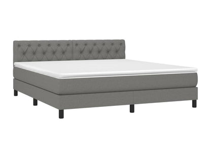 Upholstered bed base with mattress, dark grey, 160x200cm, fabric
