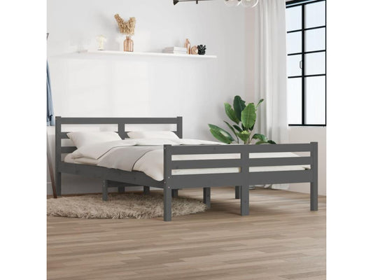 Grey Solid Wood Bed Frame 140x200 cm