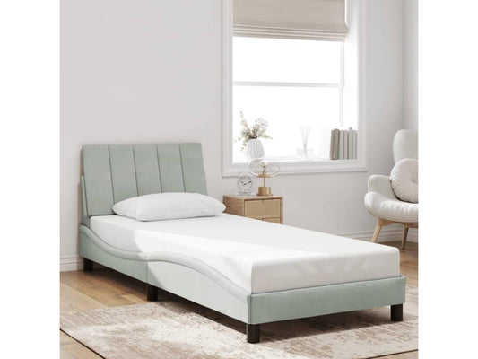 Light grey velvet bed frame (mattress not included) 90x200 cm