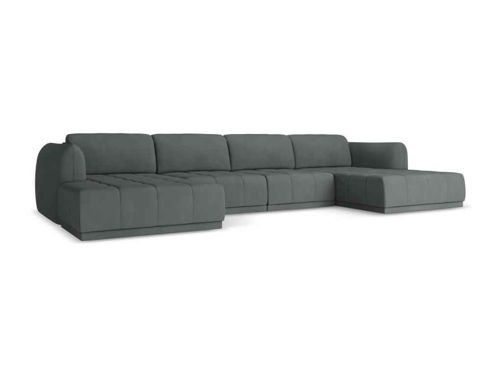 Panoramic corner sofa in chenille fabric - graphite - Doucezen