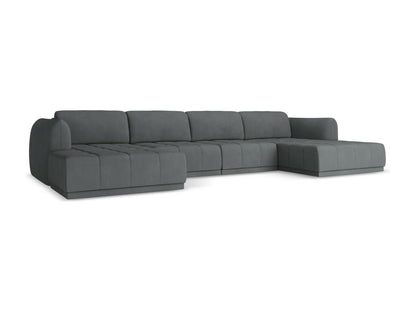 Panoramic corner sofa in chenille fabric - graphite - Doucezen