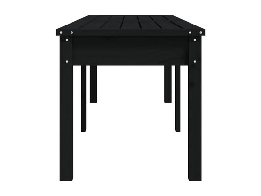 Black 2-seater garden bench, 159.5x44x45cm, solid pine wood
