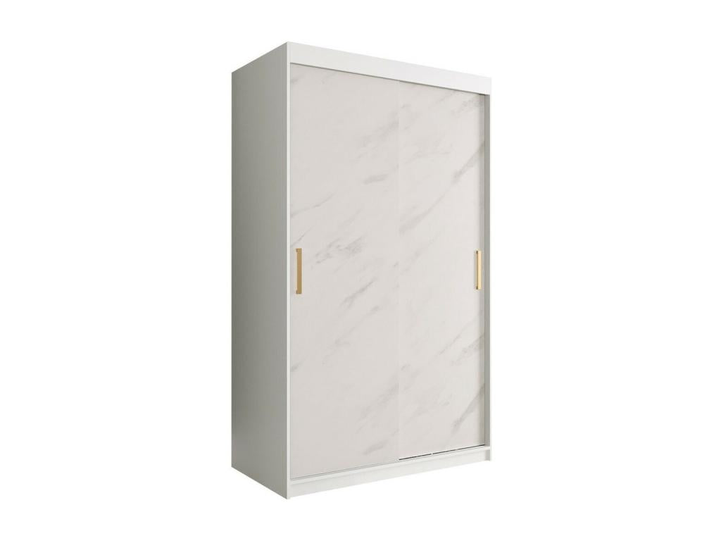 Doucezen 247 White Marble Wardrobe - Matte White 200x120x62cm Sliding Wardrobe Doors