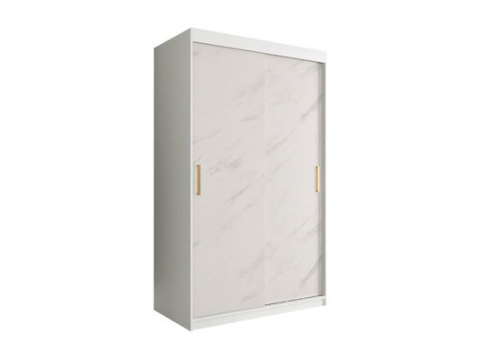 Doucezen 247 White Marble Wardrobe - Matte White 200x120x62cm Sliding Wardrobe Doors