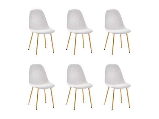 Set of 6 ALVEOLE Scandinavian chairs in Gold beige velvet
