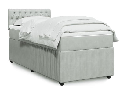 Homzora bed base and mattress, light grey, 90x200 cm, velvet