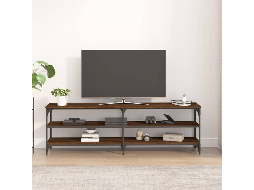 Brown oak TV stand, 160x30x50 cm, engineered wood