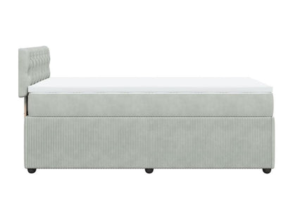 Homzora bed base and mattress, light grey, 90x200 cm, velvet