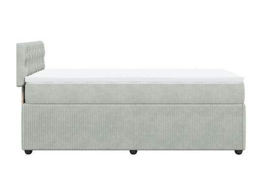 Homzora bed base and mattress, light grey, 90x200 cm, velvet