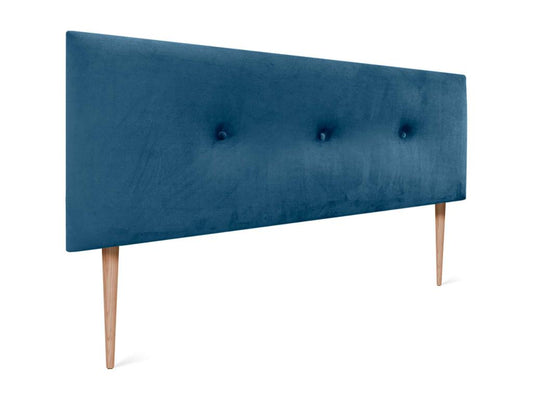 Homzora Smooth Velvet Headboard with Buttons 160x105 with Bed Legs 150/160 - Blue