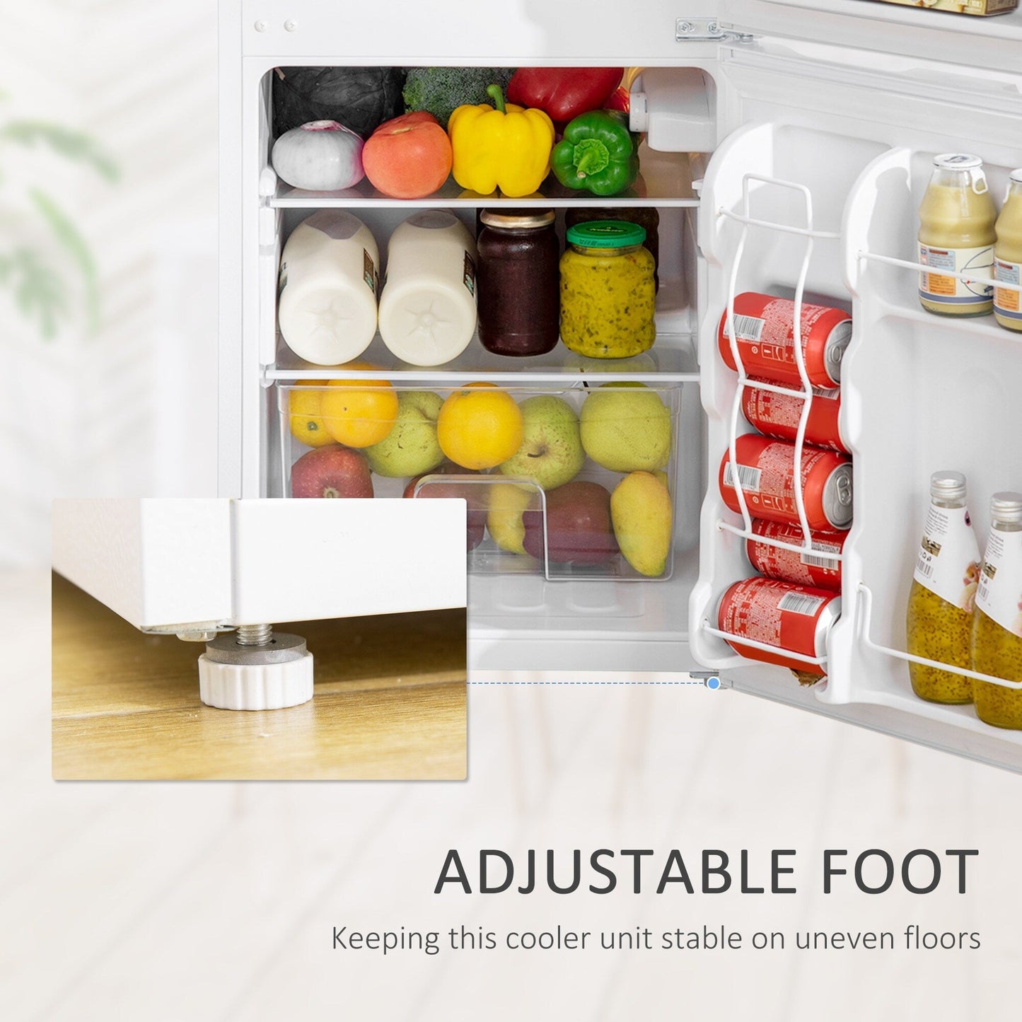 HOMCOM Double Door Mini Fridge with Freezer, 3.2 Cu.Ft Compact Refrigerator with Adjustable Shelf, Adjustable Thermostat