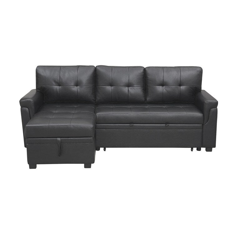 Convertible Reversible Sectional Sofa with Pull-Out Sleeper Bed, Hidden Storage Chaise, and Durable Legs