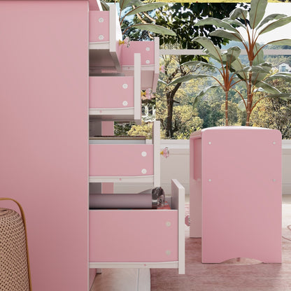 Makeup Vanity Set Table With LED Light &Mirror & Stool