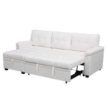 Reversible Sectional Sofa with Pull-Out Sleeper Bed, Hidden Storage Chaise, Durable Legs,