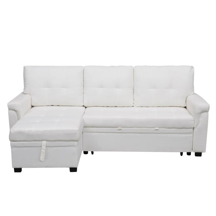 Reversible Sectional Sofa with Pull-Out Sleeper Bed, Hidden Storage Chaise, Durable Legs,