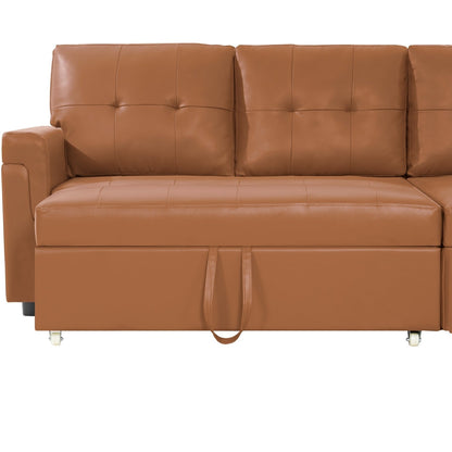 Convertible Reversible Sectional Sofa with Pull-Out Sleeper Bed, Hidden Storage Chaise, and Durable Legs