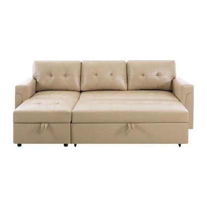Convertible Reversible Sectional Sofa with Pull-Out Sleeper Bed, Hidden Storage Chaise, and Durable Legs