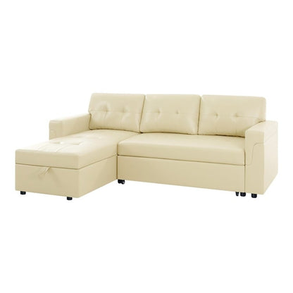 Convertible Reversible Sectional Sofa with Pull-Out Sleeper Bed, Hidden Storage Chaise, and Durable Legs