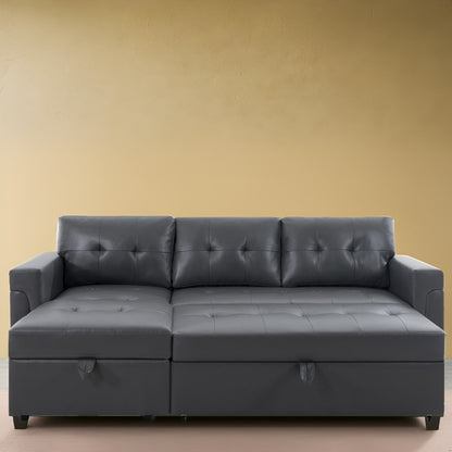 Reversible Sectional Sofa with Pull-Out Sleeper Bed, Hidden Storage Chaise, Durable Legs,