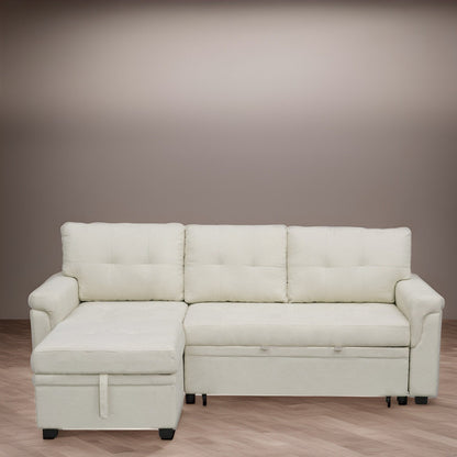 Reversible Sectional Sofa with Pull-Out Sleeper Bed, Hidden Storage Chaise, Durable Legs,
