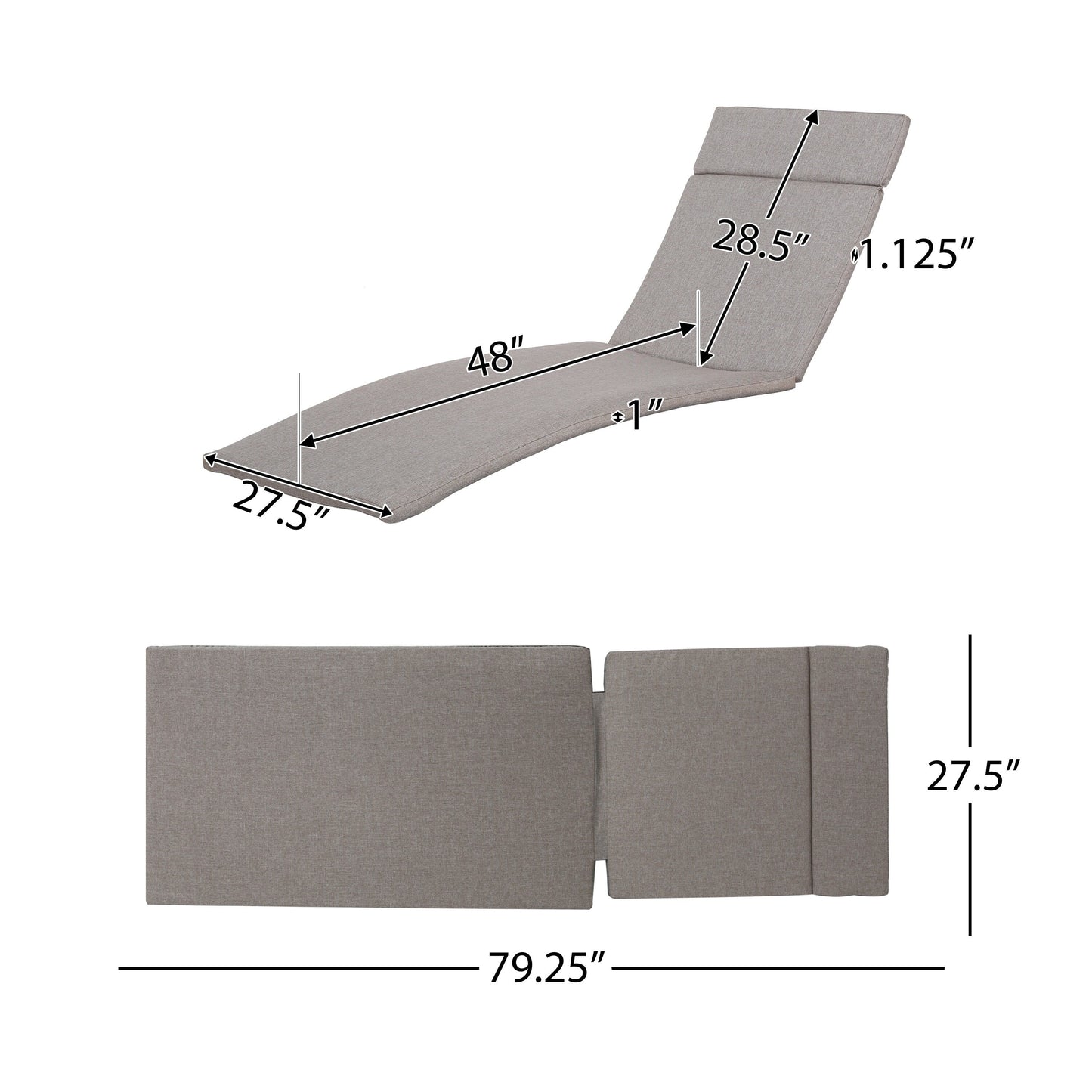 Salem Outdoor Cushion Set for Chaise Lounge - Cushions only (Set of 2) by Christopher Knight Home - 79.25L x 27.50W x 1.50H